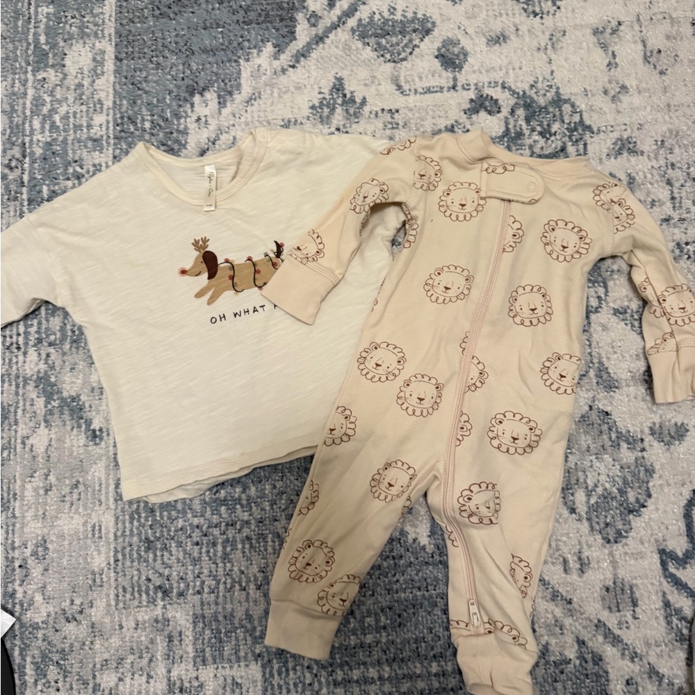 Rylee + Cru Cream Pajama Set with Animal Graphics